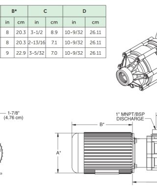 Kích thước thân bơm dòng MSKC