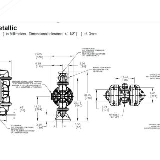 Bơm màng khí nén Sandpiper S15 - Non Meltallic 10 Kích thước bơm màng Sandpiper S15 nhựa poly
