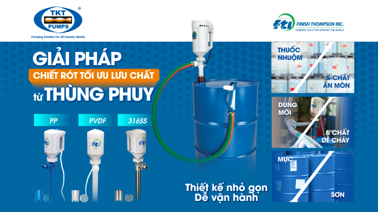 Bơm thùng phuy Finish Thompson – Giải pháp chiết rót tối ưu lưu chất từ thùng phuy