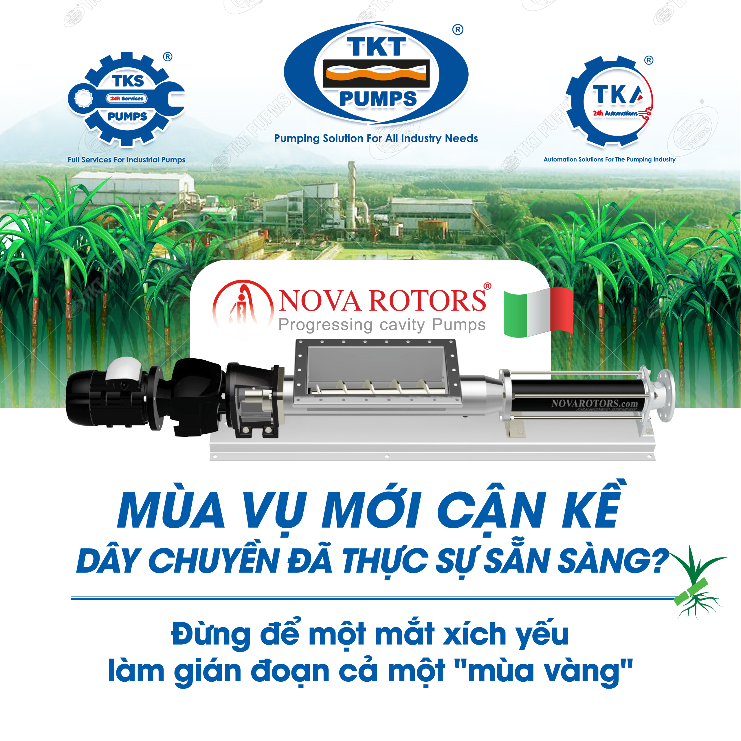 Bơm Ly Tâm "Đầu Hàng" Trước Rỉ Mật, Bã Bùn? Đã Đến Lúc Nâng Cấp Lên Bơm Trục Vít Nova Rotors SOCIAL POST Trọng Diểm Tháng 8 Nova Mía Dường 01