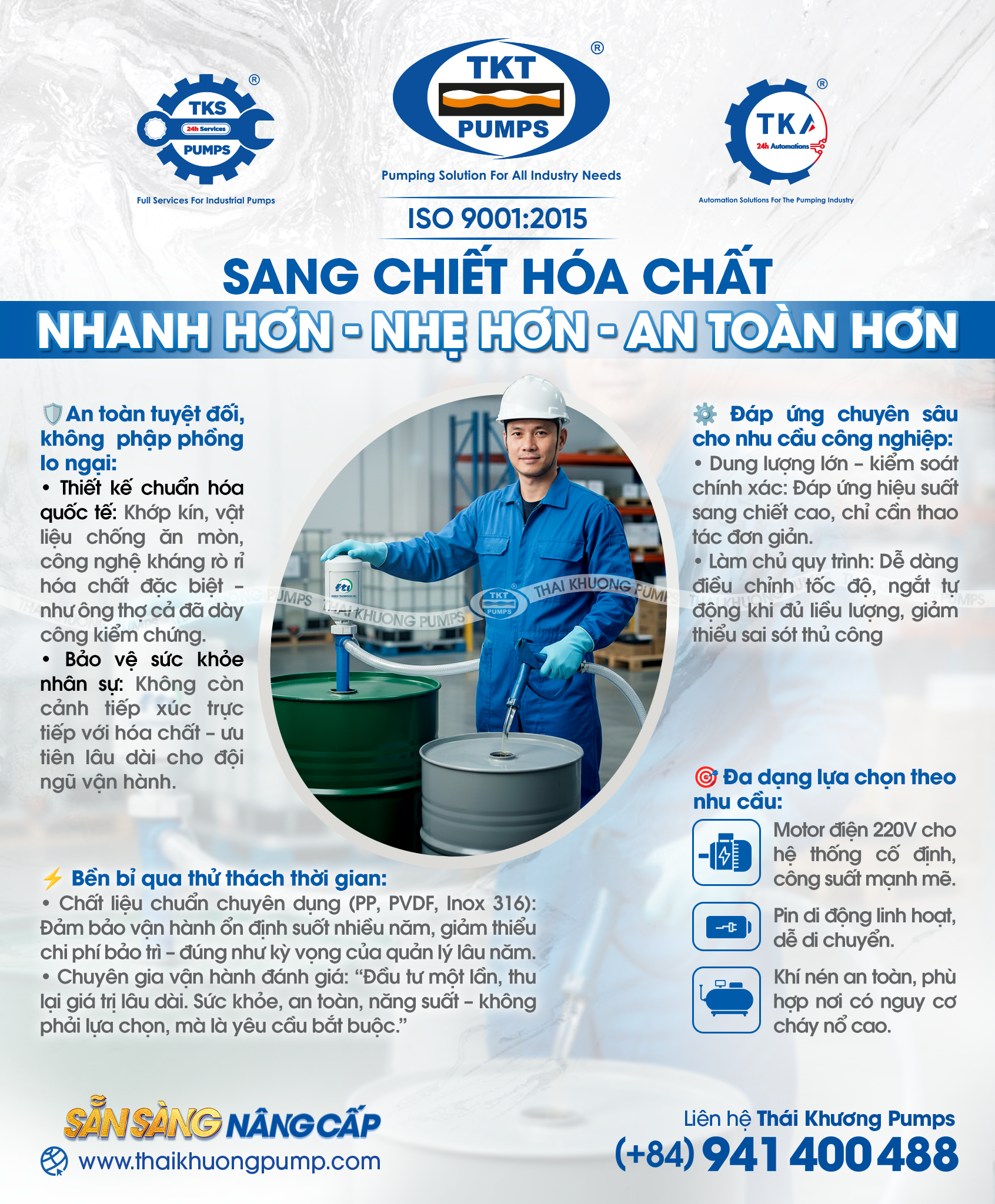 Bơm Thùng Phuy: Giải Pháp Tiết Kiệm Thời Gian & Nhân Công Hiệu Quả Social Post 44 infographic Bom Thung Phuy FTI 02 R3