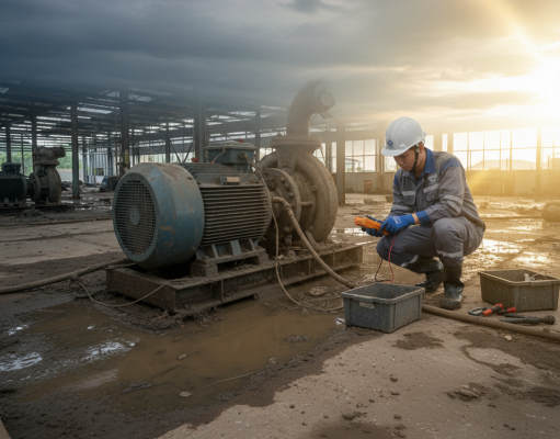 Hướng Dẫn Kỹ Thuật: Quy Trình Xử Lý & Phục Hồi Máy Bơm Công Nghiệp Sau Ngập Lụt 1 Hướng Dẫn Kỹ Thuật: Quy Trình Xử Lý & Phục Hồi Máy Bơm Công Nghiệp Sau Ngập Lụt Bao Tri bom sau lu lut