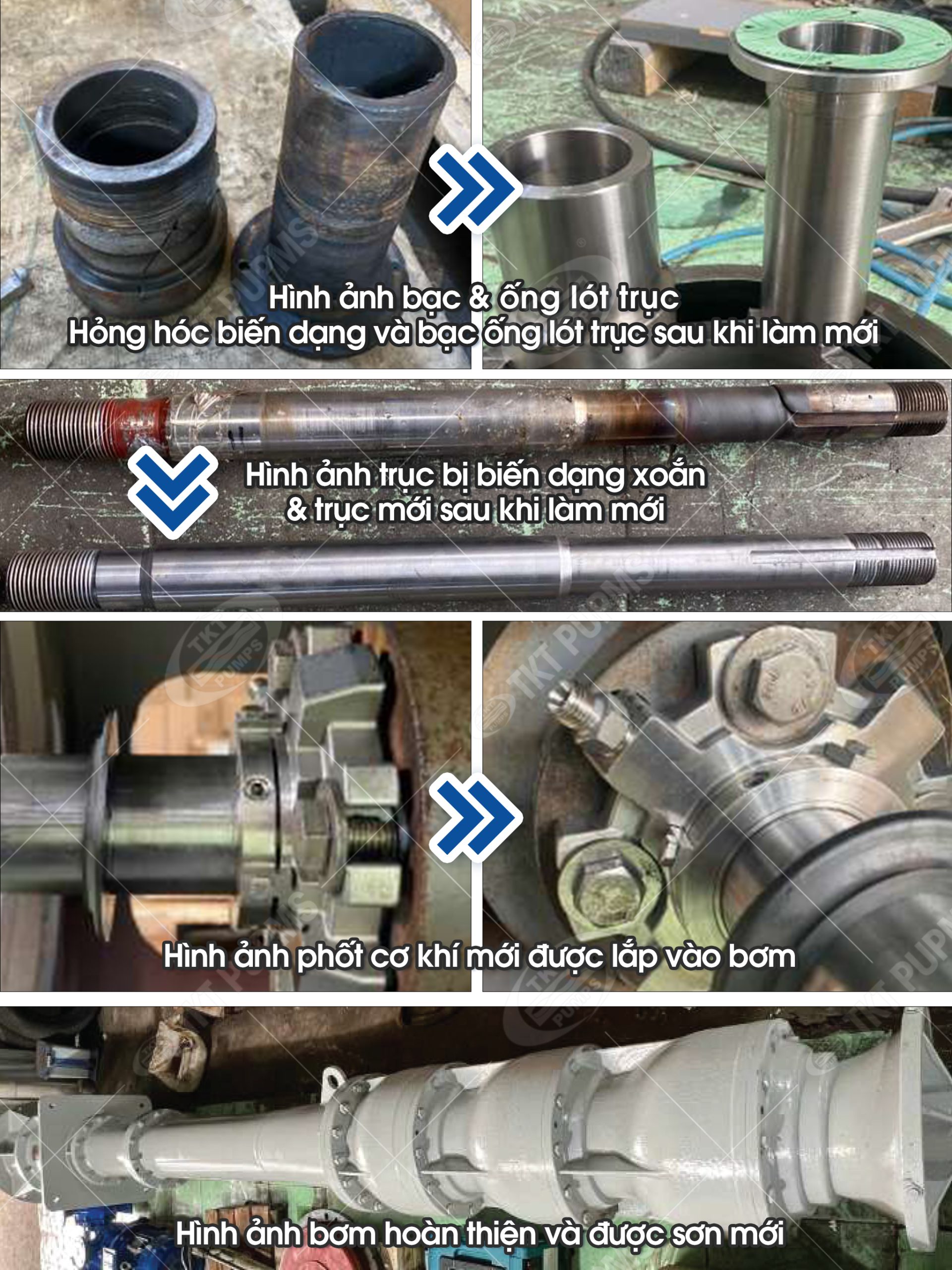 Quy trình Phục hồi Bơm Trục Đứng 500m3/h: Xử lý Trục biến dạng & Housing Hư hỏng 08 Collage 02 copy scaled