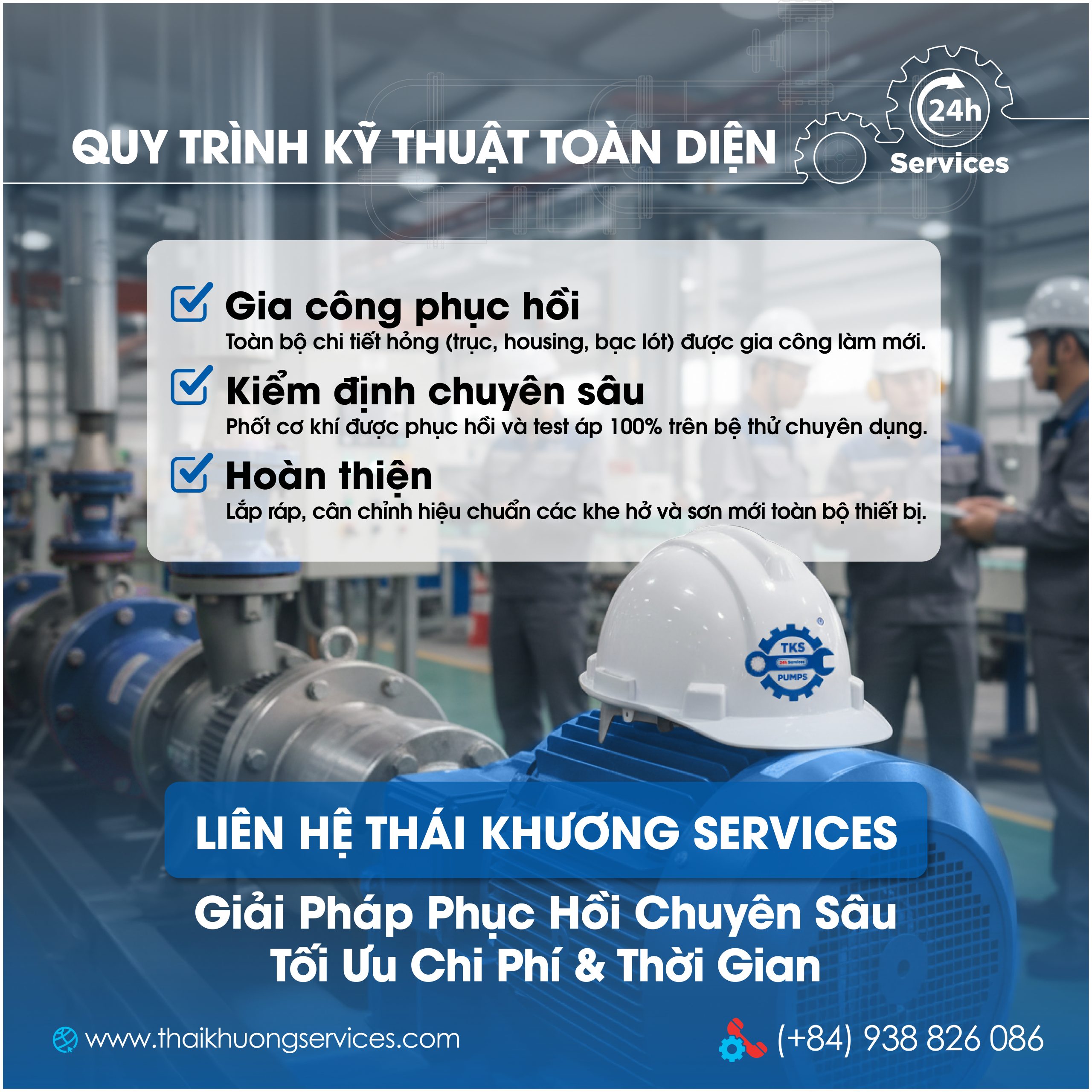 Quy trình Phục hồi Bơm Trục Đứng 500m3/h: Xử lý Trục biến dạng & Housing Hư hỏng TKS TUNG HO DUC DICH VU BOM VERTICAL 04 scaled