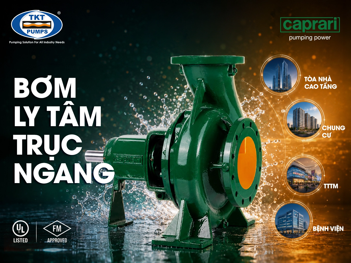Giải Pháp Bơm PCCC — Caprari · QCVN | TKT Pumps 5 Caprari NC Series Red End-Suction Fire Pump on Baseplate