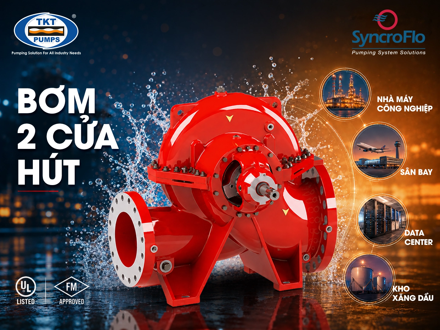 Giải Pháp Bơm PCCC — Caprari · QCVN | TKT Pumps 3 SyncroFlo SF12DT Red Split Case Pump on Skid with Diesel Engine and Control Panel