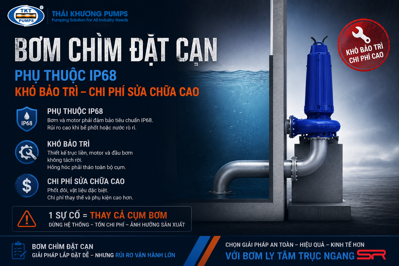 Khi nào nên chọn bơm chìm đặt cạn hay bơm trục ngang cho hệ thống nước thải? 1 Cấu hình lắp đặt bơm chìm đặt cạn (Dry-installed submersible pump) trong hệ thống nước thải