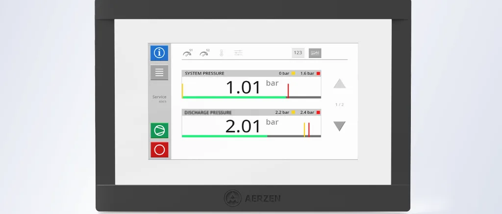 Bộ điều khiển AERtronic của Aerzen phối hợp với biến tần VFD điều khiển tốc độ máy thổi khí