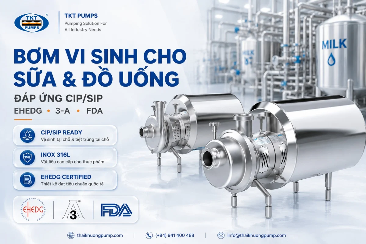 Sanitary pump for dairy and beverages meeting CIP/SIP, 316L stainless steel certified EHEDG 3-A FDA — Thái Khương Pumps