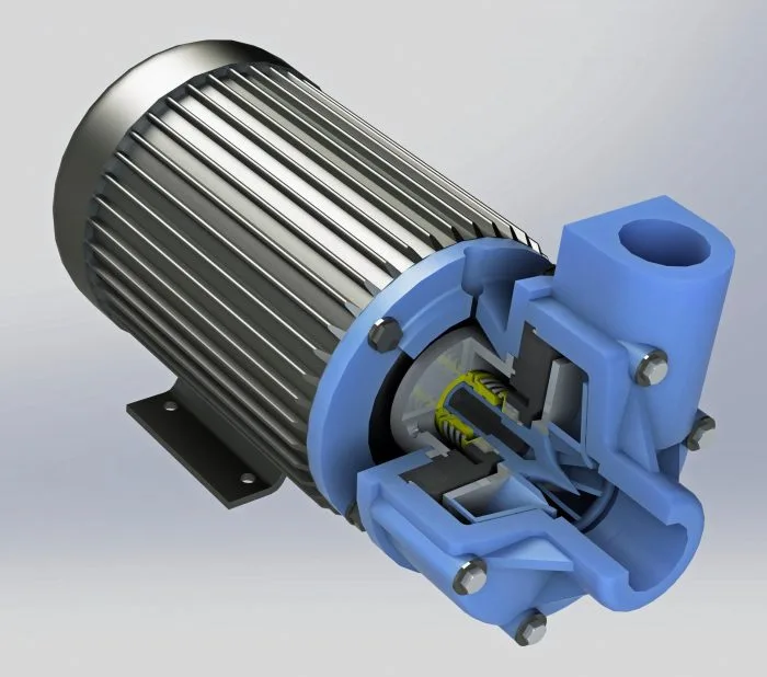 Bơm ly tâm phớt cơ khí Finish Thompson dòng GP cắt bổ buồng bơm nhựa PP