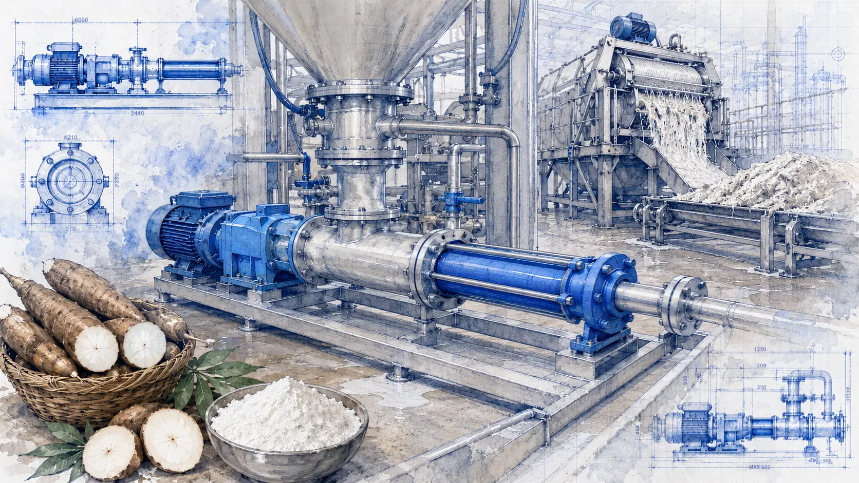 Máy bơm cho ngành sản xuất tinh bột sắn 1 Giải pháp bơm cho ngành tinh bột sắn