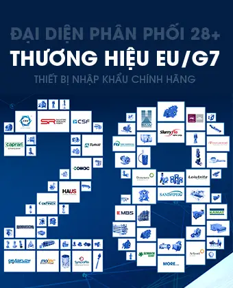 Thái Khương Pumps đại diện phân phối 28+ thương hiệu bơm công nghiệp EU/G7 — thiết bị nhập khẩu chính hãng, CO/CQ đầy đủ