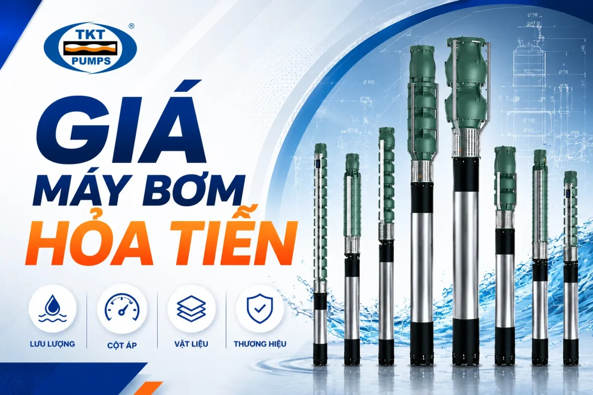 Giá máy bơm hỏa tiễn (bơm giếng khoan): 6 yếu tố quyết định giá 1 Giá máy bơm hỏa tiễn giếng khoan — bốn nhóm yếu tố quyết định giá: lưu lượng, cột áp, vật liệu và thương hiệu, kèm dải bơm chìm giếng khoan nhiều cỡ