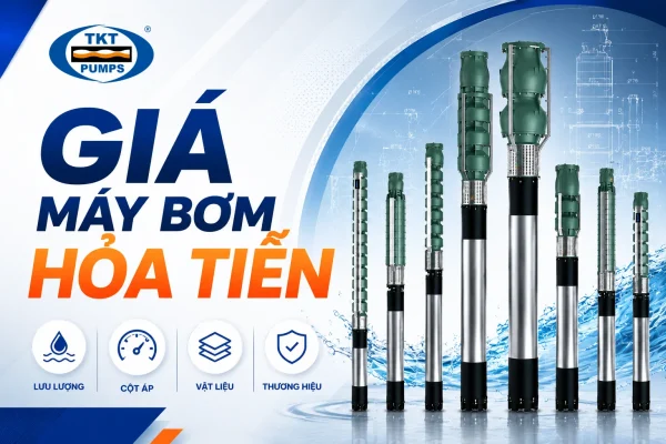 Giá máy bơm hỏa tiễn giếng khoan — bốn nhóm yếu tố quyết định giá: lưu lượng, cột áp, vật liệu và thương hiệu, kèm dải bơm chìm giếng khoan nhiều cỡ