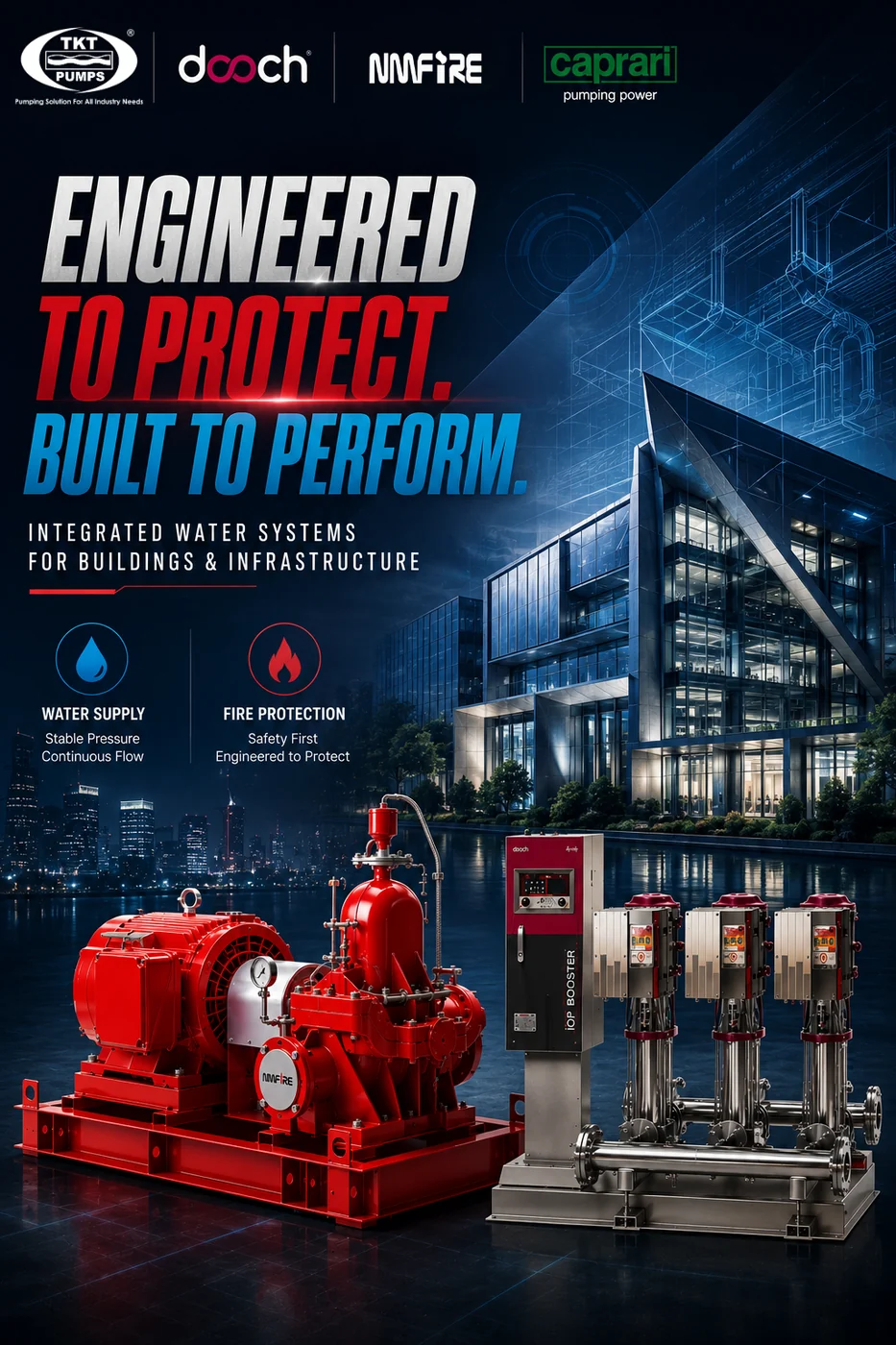 Giải pháp Bơm nước cho Tòa nhà & Nhà máy 1 Integrated Water Systems for Buildings & Infrastructure — TKT Pumps, Dooch, NM Fire, Caprari