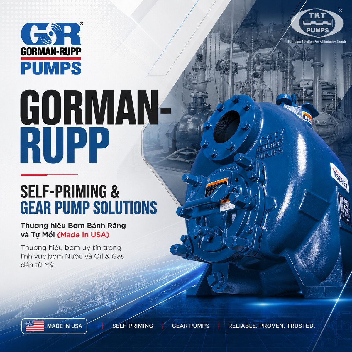 Gorman-Rupp — bơm tự mồi & bánh răng Made in USA, phân phối chính hãng bởi Thái Khương Pumps