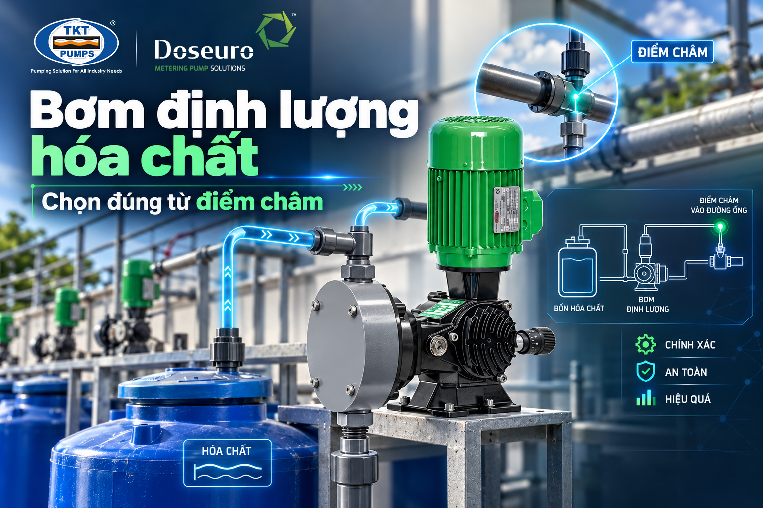 Bơm định lượng hóa chất Doseuro & Nova Rotors 1 Bơm định lượng Doseuro SR-D dùng cho hệ thống châm hóa chất