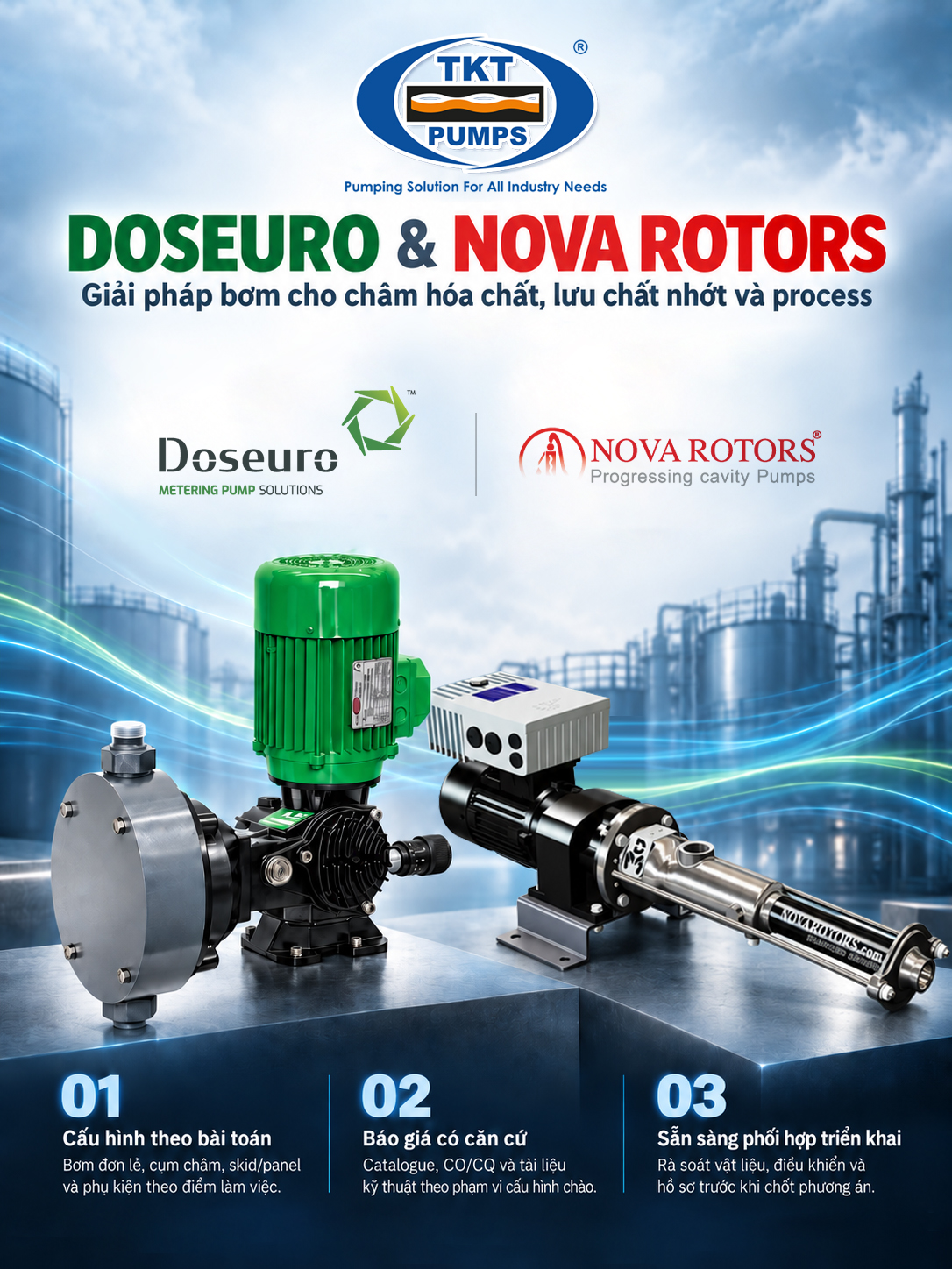 Bơm định lượng hóa chất Doseuro & Nova Rotors 1 Năng lực cung cấp giải pháp bơm định lượng Doseuro và Nova Rotors của Thái Khương Pumps