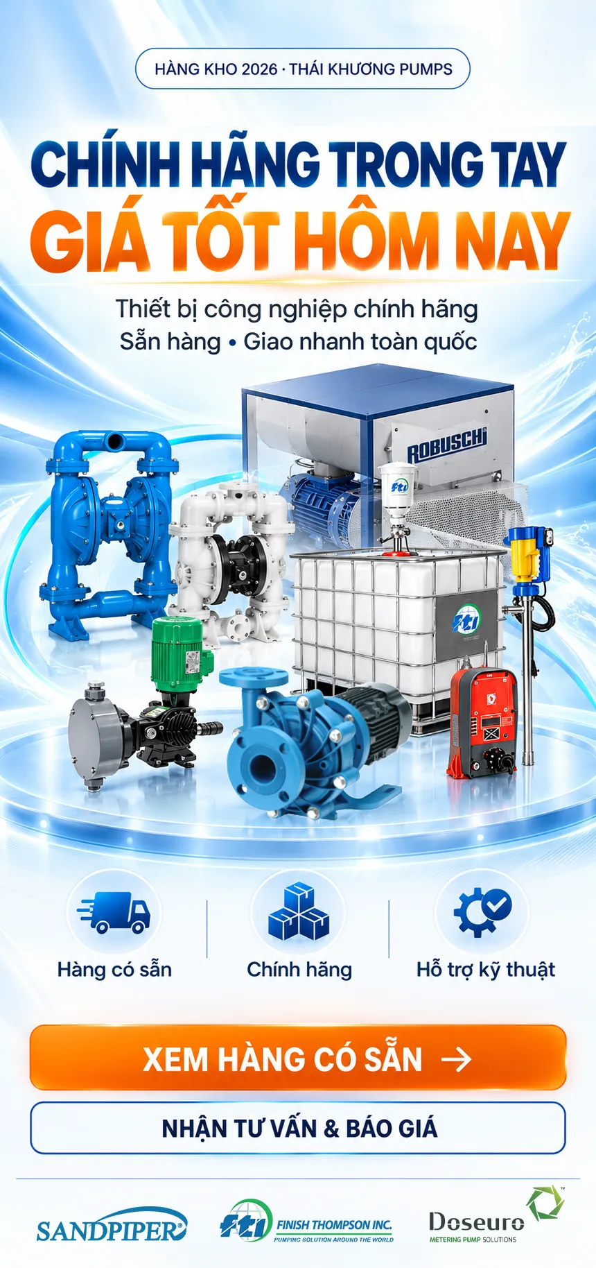 Hàng kho 2026 Thái Khương Pumps: thiết bị công nghiệp chính hãng, sẵn hàng, giao nhanh toàn quốc