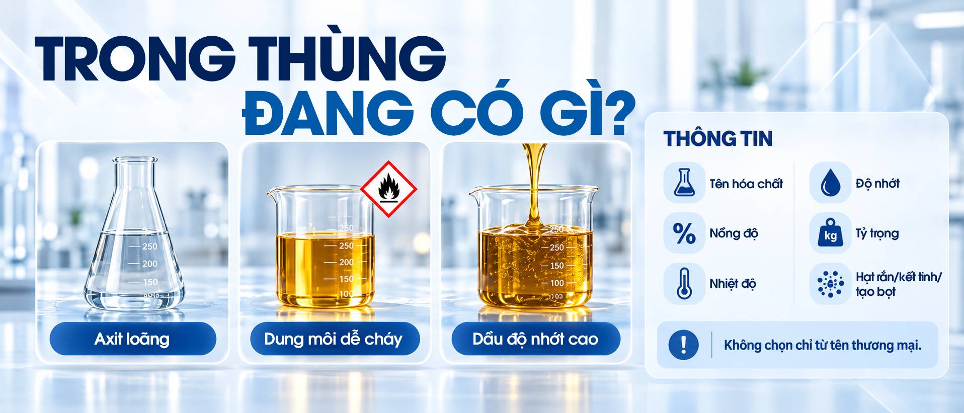 Lưu chất trong thùng Các loại lưu chất và thông tin cần xác định trong thùng trước khi chọn bơm.