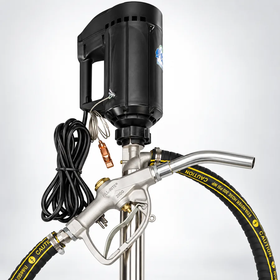 Bơm thùng phuy - Hàng kho 19 Ảnh dòng FTI PF; không xác định motor và bộ hàng giao.