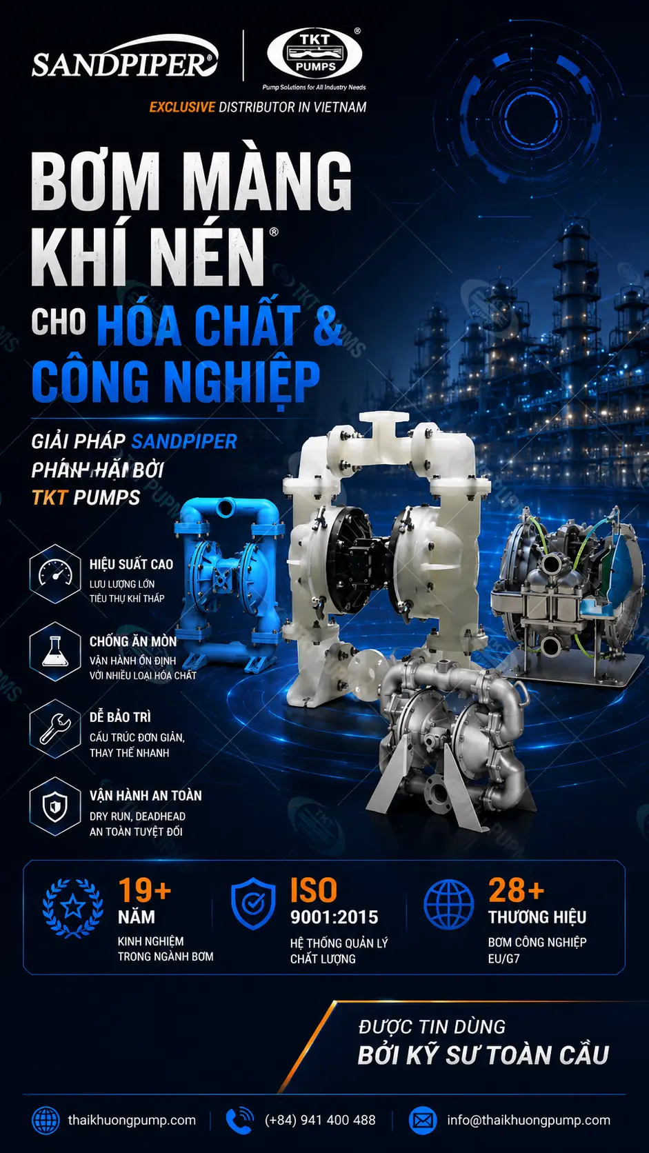 Sandpiper — máy bơm công nghiệp chính hãng, phân phối tại TKT Pumps